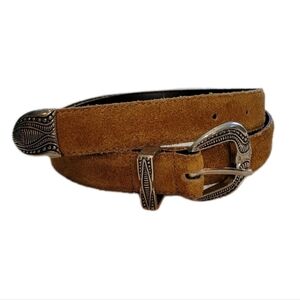 Florenzi Collection Brown Suede Belt Women 32 Silver Filigree Hardware Southwest